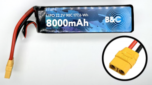 Аккумулятор B&C LiPo 8000 mAh 22.2V (6s), 90C, XT90, Soft case