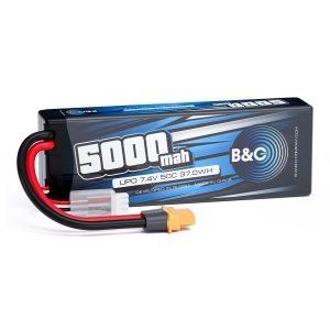 Аккумулятор LiPo B&C - 7.4v 5000мАч 50C (2S, Hardcase, разъём XT60)