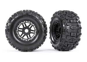  Tires & wheels, assembled, glued (black wheels, dual profile (2.8" outer, 3.6" inner), Sledgehammer™ tires