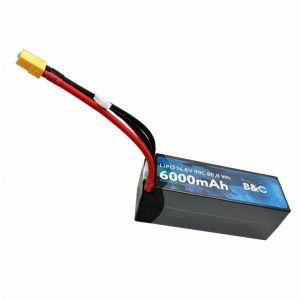 Аккумулятор LiPo B&C - 14.8v 6000мАч 90C (4S, Hardcase, разъём Bullet 5.0 мм + XT60)
