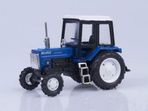 Сувенирная модель трактора МТЗ-82 &quot;Люкс-2&quot; металл (синий с бел.мет,кабиной) 1:43