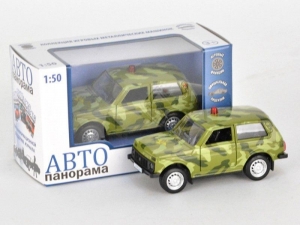 Машина &quot;АВТОПАНОРАМА&quot; инерц. ВАЗ 2121 1/50, в/к 12*7*5,5 см, защитный зеленый