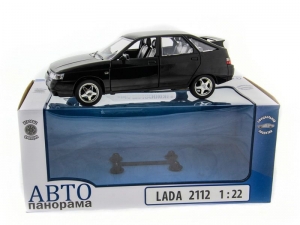 Машина &quot;АВТОПАНОРАМА&quot; ВАЗ 2112 черная,1/22, инерция, Pull Bаck механизм, в/к 10*12*22 cм