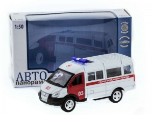 Машина &quot;АВТОПАНОРАМА&quot; инерц. &quot;ГАЗель&quot; (скорая) 1/50, в/к 14,5*8*5,5 см