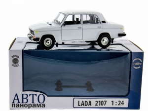 Машина &quot;АВТОПАНОРАМА&quot; ВАЗ 2106 белая,1/22, инерция, Pull Bаck механизм,  в/к 10*12*22 cм