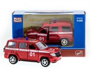 Машина &quot;АВТОПАНОРАМА&quot; инерц. УАЗ Патриот (пожарная) 1/50, в/к 12*7*5,5 см