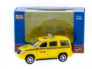 Машина &quot;АВТОПАНОРАМА&quot; инерц. УАЗ Патриот (такси) 1/50, в/к 12*7*5,5 см