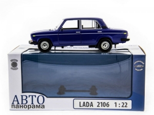Машина &quot;АВТОПАНОРАМА&quot; ВАЗ 2106 синяя ,1/22, инерция, Pull Bаck механизм, в/к 10*12*22 cм