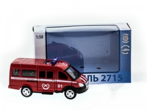 Машина &quot;АВТОПАНОРАМА&quot; инерц. &quot;ГАЗель&quot;(пожарная) 1/50, в/к 14,5*8*5,5 см