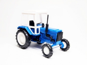 Сувенирная модель трактора МТЗ-82 металл (синий с бел. пласт. кабиной) 1:43