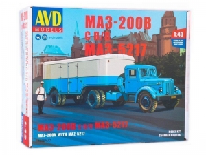 Сборная модель AVD МАЗ-200В с полуприцепом МАЗ-5217, 1/43