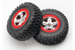 Traxxas Колеса передние в сборе для заднеприводных моделей, chrome/red, 2шт.