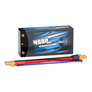 Аккумулятор LiPo B&C - 7.4v(2S) 4500мАч 90C Short pack, Hardcase, Bullet 4 мм + XT-60