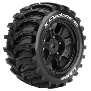 Колеса в сборе (2шт) Louise RC MFT X-CYCLONE для автомоделей Traxxas X-Maxx 1/5, черные диски, HEX: 24 мм