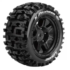 Колеса в сборе (2шт) Louise RC MFT X-PIONEER для автомоделей Traxxas X-Maxx 1/5, черные диски, HEX: 24мм