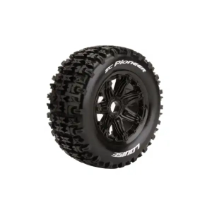 Колеса в сборе Louise RC SC-PIONEER SPORT для автомоделей шорт-корс траков 1/5 масштаба, черные диски, HEX 24мм (2шт) - L-T3292B