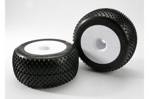 Traxxas Tires & wheels, assembled, glued (white dished 3.8'' wheels, Response Pro tires, foam