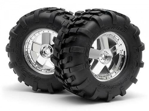 HPI Колеса в сборе (Трак 1/8) - GT / S COMPOUND / Диски GT5 CHROME / HEX14mm / 2шт