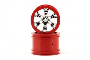 Traxxas Диски для Summit масштаба 1:16, chrome/red, 2шт.