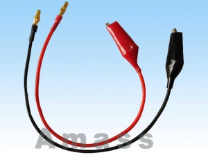 AMASS Провод (крокодил) -->  (4мм банан) пара , (red and black)