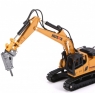 Металлический экскаватор с отбойным молотом HUI NA TOYS масштаб 1:60 - HN1811