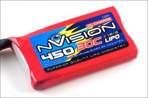 nVision 7.4V 450mAh, 30C, 2s1p, JST
