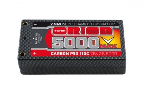 Team Orion Аккумулятор Carbon Pro V-Max LiPo 5000 110C 7.6V 2S Shorty Pack Tubes