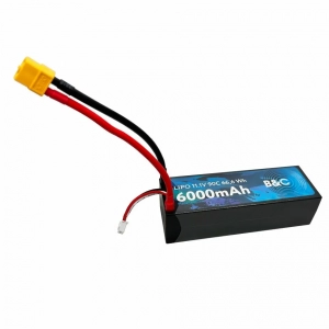 Аккумулятор LiPo B&C - 11.1v 6000мАч 90C (3S, Hardcase, разъём Bullet 5.0 мм + XT60)