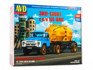 Сборная модель AVD ЗИЛ-130В1 с полуприцепом-муковозом К4-АМГ, 1/43