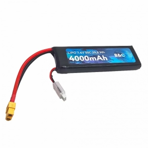 Аккумулятор Li-po B&C 4000 MAH 7.4V (2s) 50C, XT60, Soft case
