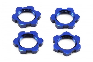 Wheel nuts, splined, 17mm, serrated (blue-anodized) (4)