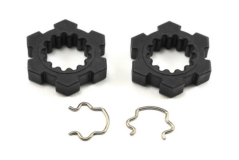 Wheel hubs, hex (2): hex clips (2)
