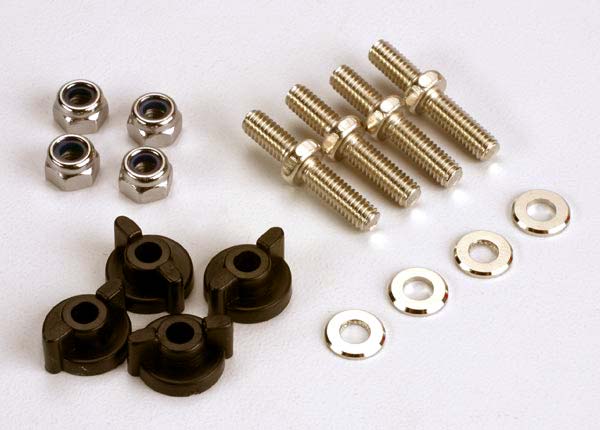Anchoring pins with locknuts (4): plastic thumbscrews for upper deck (4)
