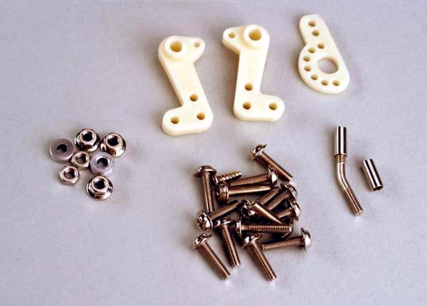 Servo conn.assy.:screws, washers, nuts:bellcranks:radius arm:bent rod:pipe