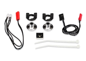 LED Lights: harness (2 blue lights):LED housing (2) :housing retainer (2):wire clip (1):wire ties (3