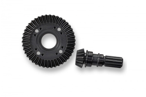 Ring gear, differential: pinion gear, differential (machined, spiral cut) (front)