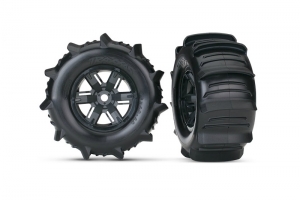 Tires & wheels, assembled, glued (X-Maxx) left & right