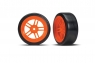Tires and wheels, assembled, glued (split-spoke orange wheels, 1.9" Drift tires) (front)