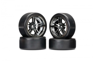 Tires and wheels, assembled, glued (split-spoke black wheels, 1.9" Drift tires) (front and rear)