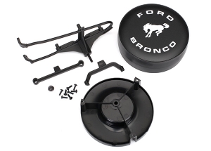 Spare tire mount: mounting bracket: spare tire cover: mounting hardware