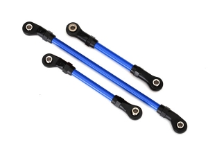Steering link, 5x117mm (1): draglink, 5x60mm (1): panhard link, 5x63mm (blue powder coated steel) (assembled with hollow balls) (for use with #8140X TRX-4® Long Arm Lift Kit)