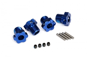 Wheel hubs, splined, 17mm (blue-anodized) (4)