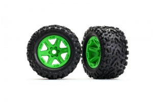 Tires & wheels, assembled, glued (green wheels, Talon EXT tires, foam inserts)