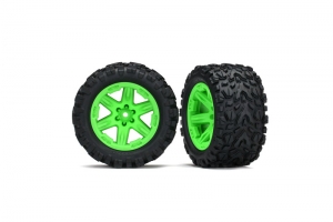 Tires & wheels, assembled, glued (2.8") (RXT green wheels, Talon Extreme tires