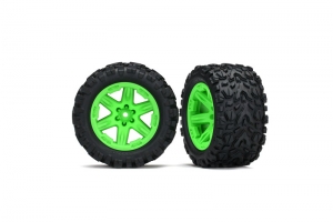 Tires & wheels, assembled, glued (2.8") (RXT green wheels, Talon Extreme tires