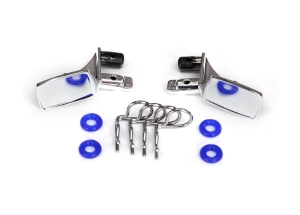 Mirrors, side, chrome (left &amp; right): o-rings (4): body clips (4) (fits #8130 body)