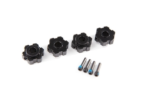 Wheel hubs, hex, aluminum (black-anodized) (4)/ 4x13mm screw pins (4)