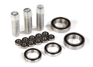 Ball bearing set, TRX-4® Traxx™, black rubber sealed, stainless (contains 5x11x4 (40), 20x32x7 (2), & 17x26x5 (2) bearings/ 5x11x.5mm PTFE-coated washers (40)) (for 1 pair of front or rear tracks)