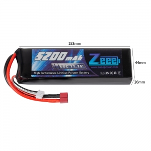 Аккумулятор Zeee Power 3s 11.1v 5200mah 60c SOFT+ TRX Plug