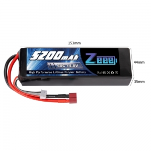 Аккумулятор Zeee Power 4s 14.8v 5200mah 60c SOFT + TRX Plug